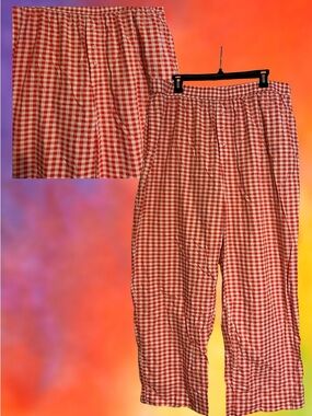Grayson Threads Red and White Gingham Wide Leg Pants